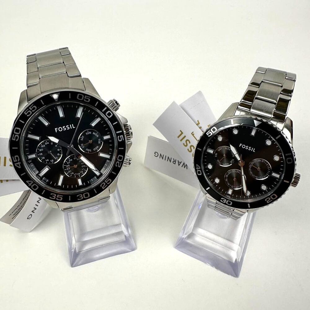 Fossil Couple Set His & Hers Multifunction Stainless Steel Watch BQM2753SET $380